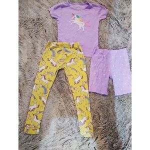 Carter's 3 piece Unicorn Pajama Set Size 7